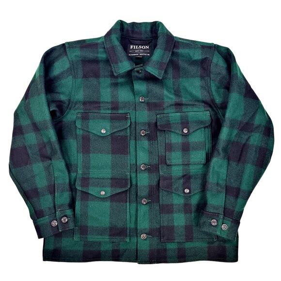 Filson 1940s Mackinaw Wool Cruiser Jacket Green & Black Plaid Sz L - Picture 1 of 8